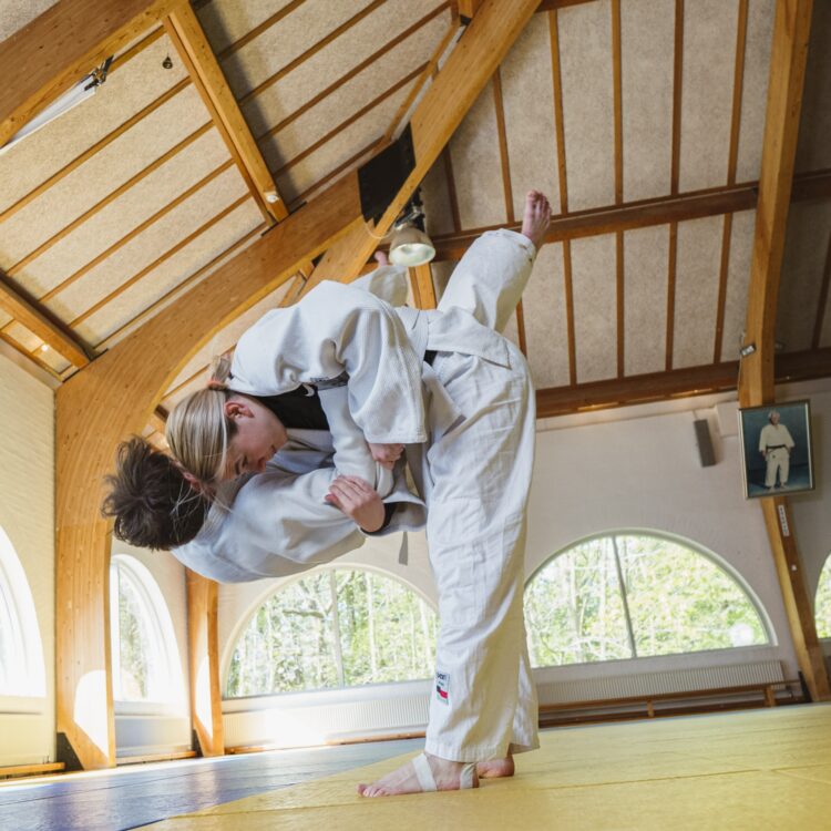 To personer træner Judo kast