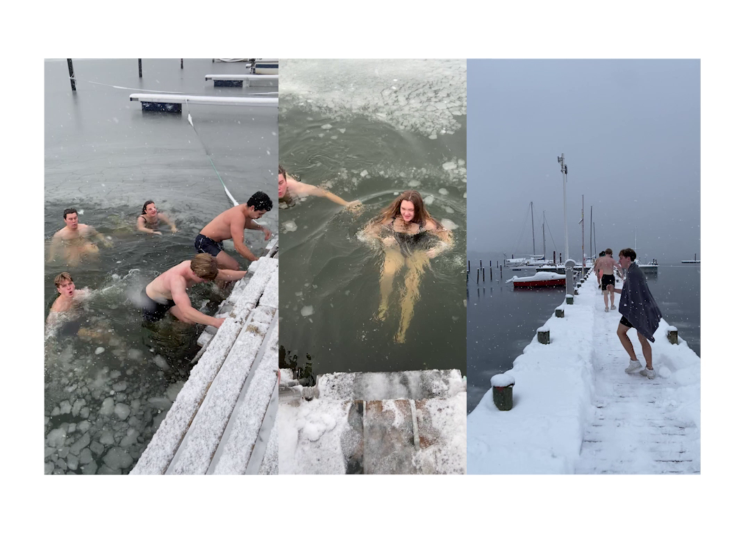 Elever vinterbader i præstø havn